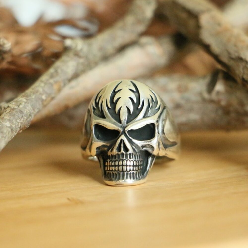 High Quality 925 Sterling Silver Skull Men's Ring - Picture 6 of 7
